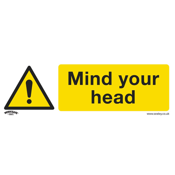 Warning Safety Sign - Mind Your Head - Rigid Plastic - Pack of 10