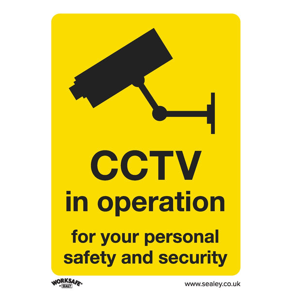 Warning Safety Sign - CCTV - Self-Adhesive Vinyl - Pack of 10