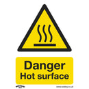 Sealey Worksafe&reg; Danger Hot Surface Safety Sign, Rigid Plastic - Pack of 10 SS42P10