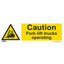 Sealey Worksafe&reg; Caution Fork-Lift Trucks Safety Sign, Rigid Plastic - Pack of 10 SS44P10