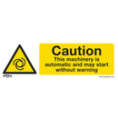 Sealey Worksafe&reg; Caution Automatic Machinery Safety Sign, Rigid Plastic - Pack of 10 SS47P10