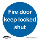 Sealey Worksafe&reg; Fire Door Keep Locked Shut Safety Sign, Rigid Plastic - Pack of 10 SS4P10