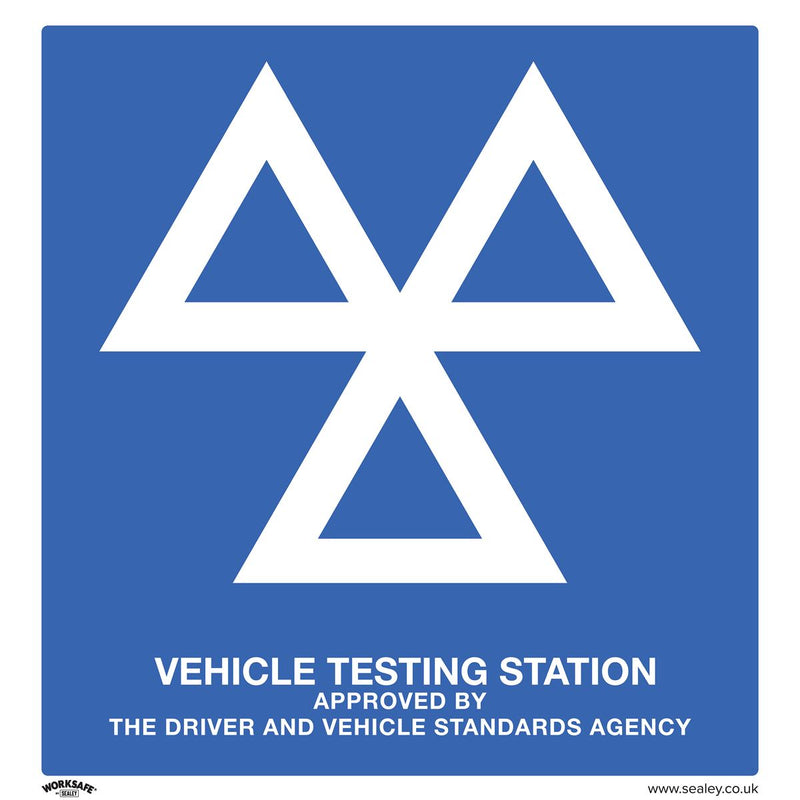 Warning Safety Sign - MOT Testing Station - Rigid Plastic - Pack of 10