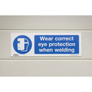 Sealey Worksafe&reg; Wear Eye Protection When Welding Safety Sign, Self-Adhesive Vinyl - Pack of 10 SS54V10