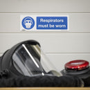 Sealey Worksafe&reg; Respirators Must Be Worn Safety Sign, Self-Adhesive Vinyl - Pack of 10 SS56V10