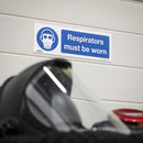 Sealey Worksafe&reg; Respirators Must Be Worn Safety Sign, Self-Adhesive Vinyl - Pack of 10 SS56V10