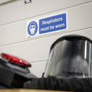 Sealey Worksafe&reg; Respirators Must Be Worn Safety Sign, Self-Adhesive Vinyl - Pack of 10 SS56V10