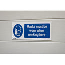 Sealey Worksafe&reg; Masks Must Be Worn Safety Sign, Self-Adhesive Vinyl - Pack of 10 SS57V10