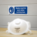 Sealey Worksafe&reg; Masks Must Be Worn Safety Sign, Self-Adhesive Vinyl - Pack of 10 SS57V10