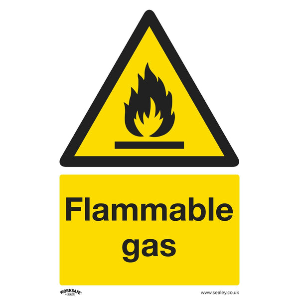 Warning Safety Sign - Flammable Gas - Rigid Plastic - Pack of 10