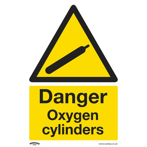 Warning Safety Sign - Danger Oxygen Cylinders - Rigid Plastic - Pack of 10