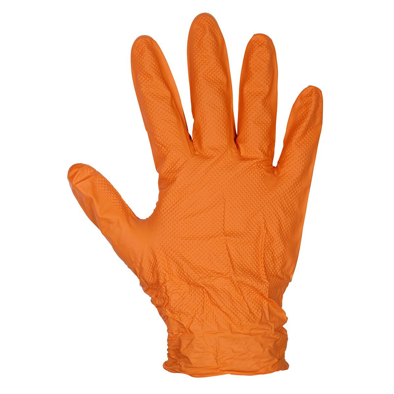 Orange Diamond Grip Extra-Thick Nitrile Powder- Free Gloves Large - Pack of 50