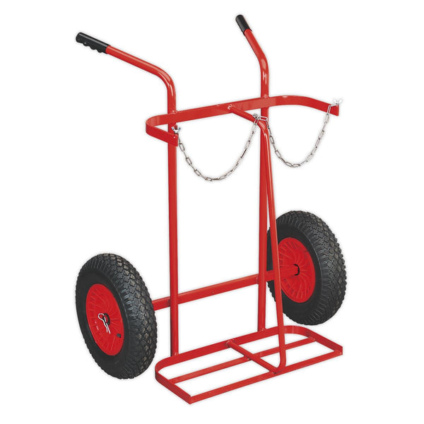 Welding Bottle Trolley with Pneumatic Tyres - 2 Bottle