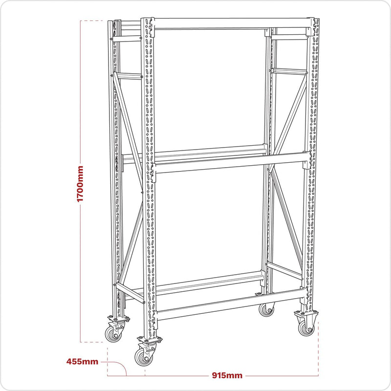 2-Level Mobile Tyre Rack 200kg Capacity Per Level