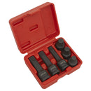 Sealey Impact Spline Socket Bit Set 1/2"Sq Drive 6pc SX052