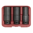 Sealey Deep Impact Socket Set 1/2" Sq Drive 3pc Weighted 17mm 19mm 21mm SX319
