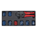 Sealey Premier Ratchet Crimper & Assorted Insulated Terminal Set with Tool Tray 325pc TBT16