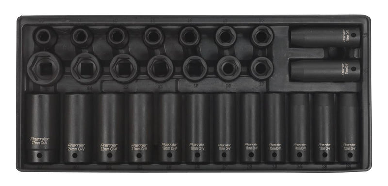 Sealey Premier Impact Socket Set with Tool Tray 1/2"Sq Drive 28pc TBT24