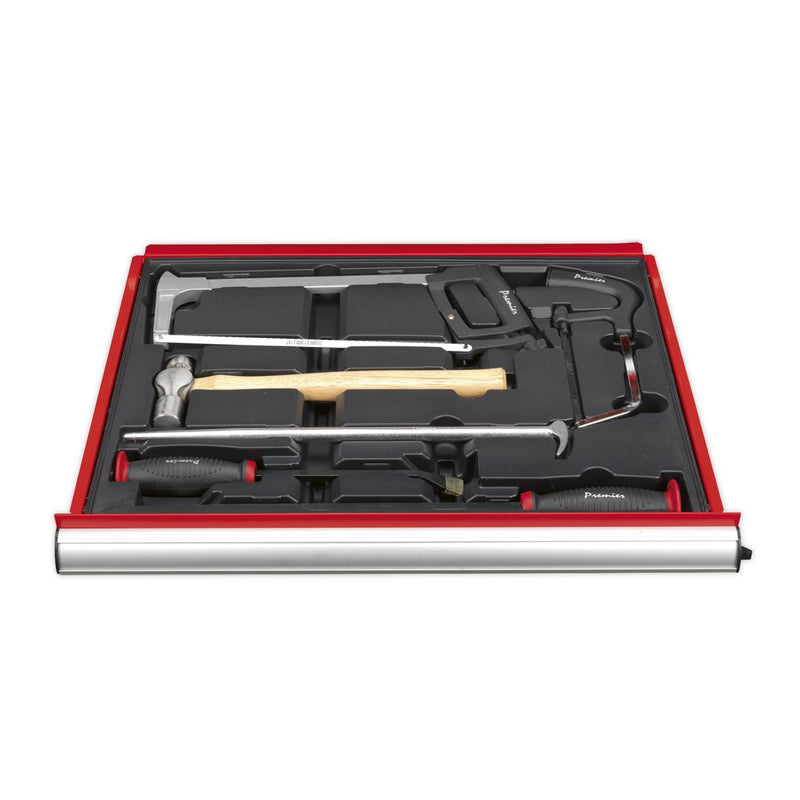 Tool Tray with Pry Bar, Hammer & Hacksaw Set 6pc