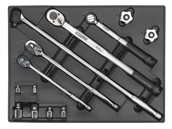 Tool Tray with Ratchet, Torque Wrench, Breaker Bar & Socket Adaptor Set 13pc