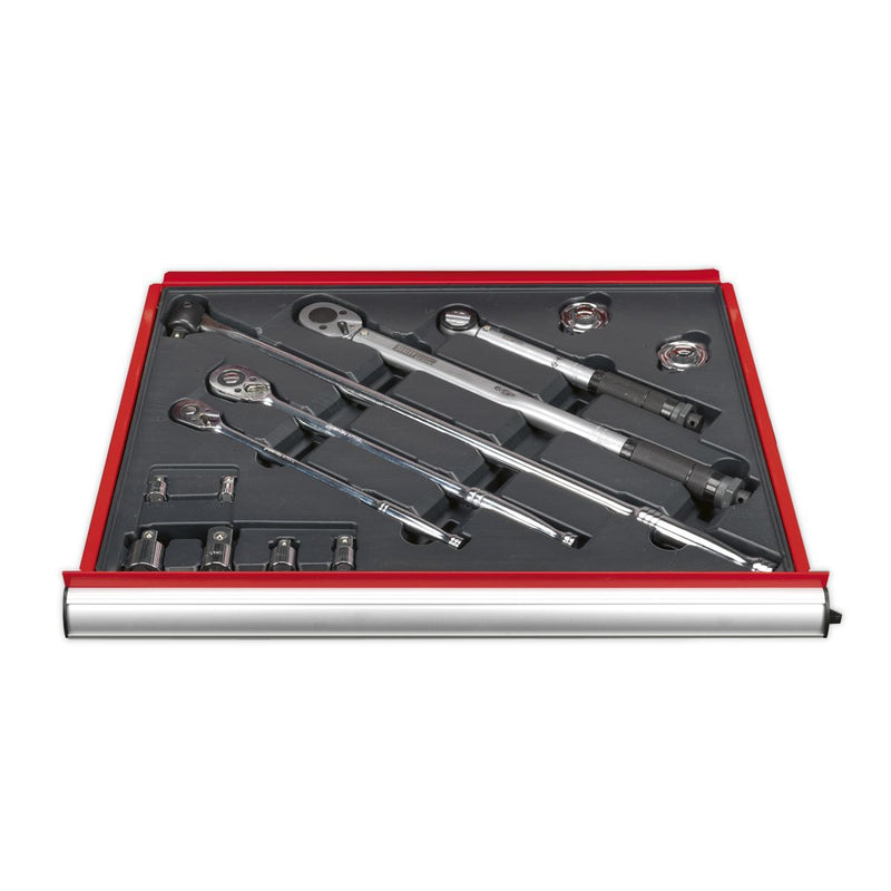 Tool Tray with Ratchet, Torque Wrench, Breaker Bar & Socket Adaptor Set 13pc