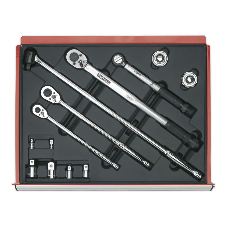 Tool Tray with Ratchet, Torque Wrench, Breaker Bar & Socket Adaptor Set 13pc