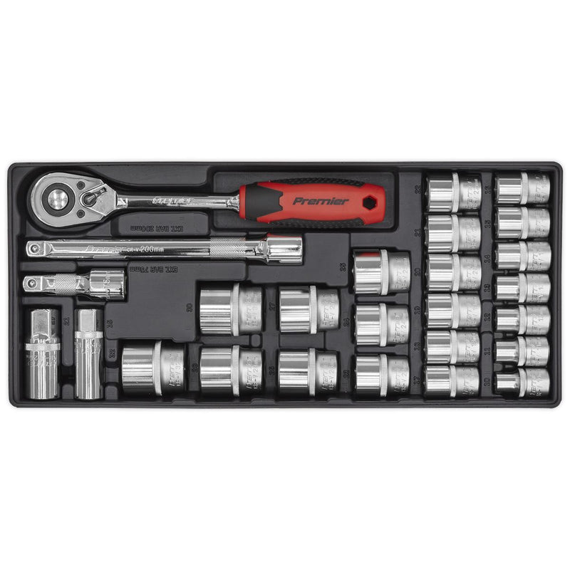 Sealey 1/2" Socket Set Tool Tray with Socket Set 26pc 1/2"Sq Drive TBT35