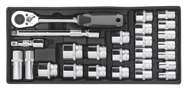 Sealey 1/2" Socket Set Tool Tray with Socket Set 26pc 1/2"Sq Drive TBT35