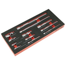 Sealey Wobble Extension Bar Set In Foam Tool Tray 1/4" 3/8" 1/2" 12pc TBT44