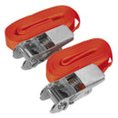 Sealey Self-Securing Ratchet Straps 25mm x 4.5m 500kg Breaking Strength - Pair TD05045E