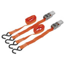 Sealey Ratchet Straps Polyester Webbing with S-Hooks 25mm x 4m 500kg Breaking Strength - Pair TD0540S2