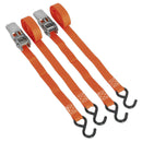 Sealey Ratchet Straps Polyester Webbing with S-Hooks 25mm x 4m 500kg Breaking Strength - Pair TD0540S2