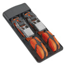 Sealey Ratchet Straps Polyester Webbing with S-Hooks 25mm x 4m 500kg Breaking Strength - Pair TD0540S2