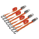 Sealey Ratchet Straps Polyester Webbing with S-Hooks 25mm x 4m 500kg Breaking Strength - 2 Pairs TD0540S4