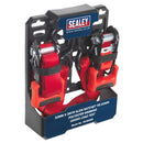 Sealey Slide Ratchet Strap Polyester Webbing with S-Hooks 32mm x 3m 1200kg Breaking Strength TD1202SR