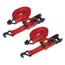 Sealey Ratchet Straps Polyester Webbing with J-Hooks 32mm x 4.9m 1200kg Breaking Strength - 2 Pairs TD41248JD