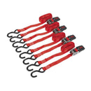 Sealey Ratchet Strap Polyester Webbing with S-Hooks 25mm x 4m 800kg Breaking Strength - 2 Pairs TD484SD