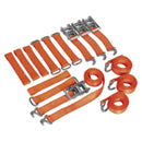 Sealey Alloy/Steel Wheel Car Transporter Ratchet Strap Kit 4pc 50mm x 3m 4500kg Breaking Strength TDRWKIT