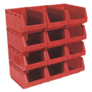 Sealey Plastic Storage Bin 210 x 355 x 165mm, Red - Pack of 12 TPS412R