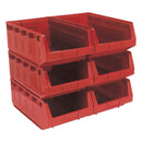 Sealey Plastic Storage Bin 310 x 500 x 190mm, Red - Pack of 6 TPS56R