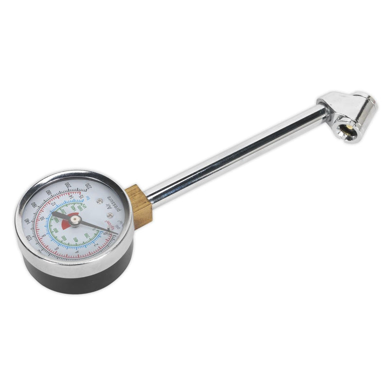 Twin Connector Tyre Pressure Gauge 0-220psi