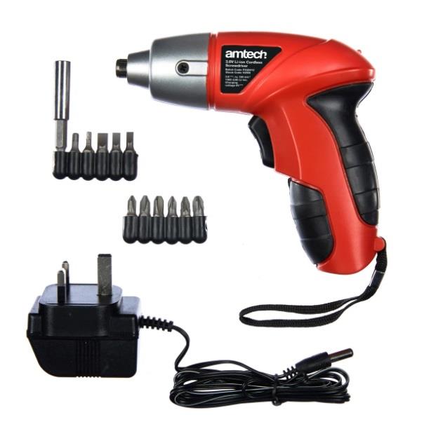 CORDLESS SCREWDRIVER DRILL 3.6V LITHIUM RECHARGEABLE BATTERY SET & BITS V2566