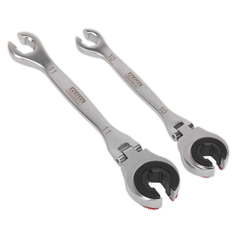 Brake Pipe Ratcheting Spanner Set 2pc