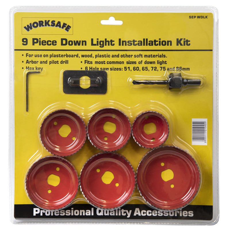 Sealey Worksafe&reg; Downlight Hole Saw Kit 9pc WDLK