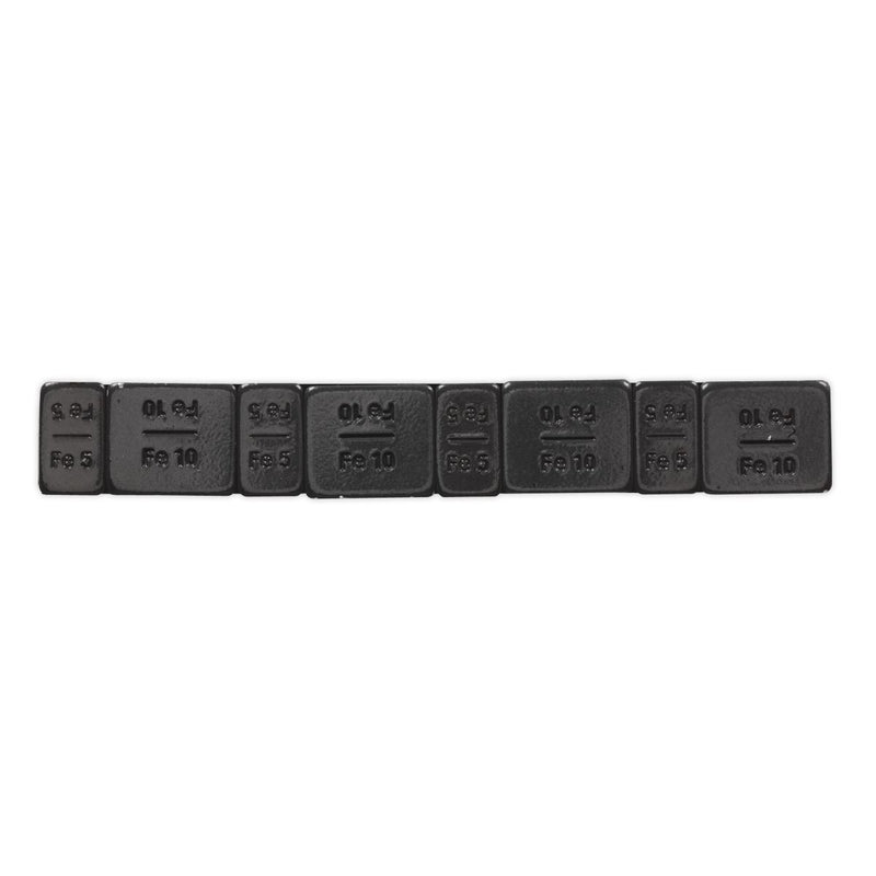 Wheel Weight 5 & 10g Adhesive Zinc Plated Steel Black Strip of 8 (4 x Each Weight) Pack of 50