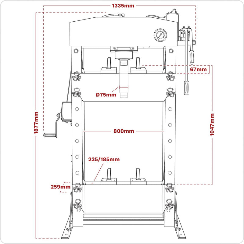 Sealey Hydraulic Press 50 Tonne Floor Type YK509F