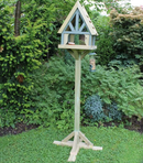 Wooden Bird Table Feeder Free Standing Handmade Painted Churnet Valley Cottage