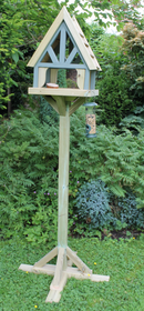 Wooden Bird Table Feeder Free Standing Handmade Painted Churnet Valley Cottage