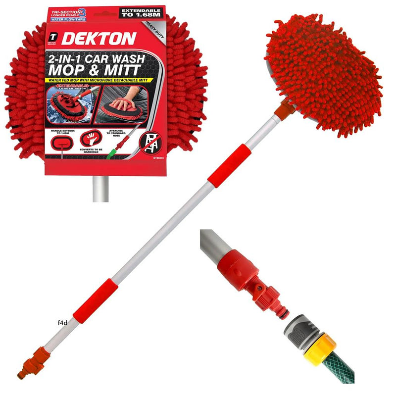 Dekton Water Fed Brush 1.7m Telescopic Extending Car Caravan Window Cleaning