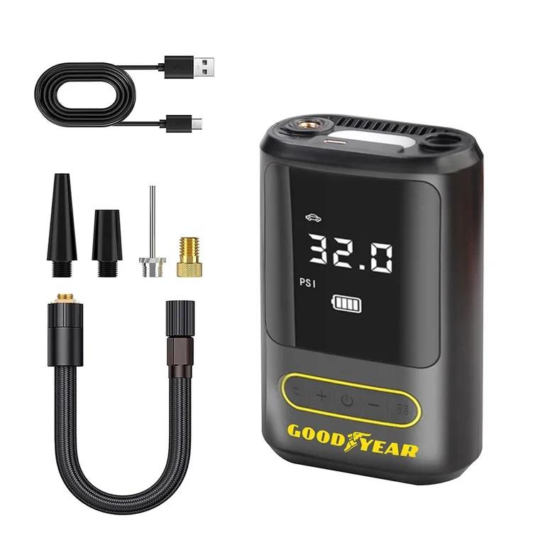 GOODYEAR TYRE INFLATOR CORDLESS AIR COMPRESSOR DIGITAL 12V CAR VAN BIKE PUMP